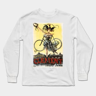 CLEMENT CYCLES Paris Art Nouveau Vintage French Advertising Long Sleeve T-Shirt